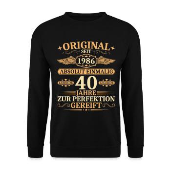 Original seit 1986 - Einmalig 40. Geburtstag - Unisex Pullover - Schwarz - Vorne - Alina (178cm) & Michal (187cm)