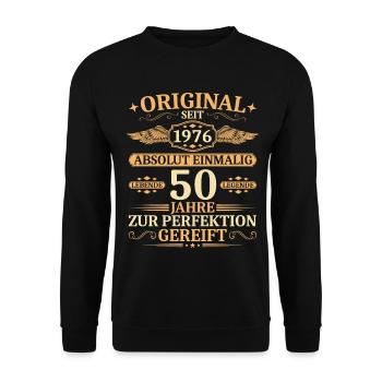 Original seit 1976 - Einmalig 50. Geburtstag - Unisex Pullover - Schwarz - Vorne - Alina (178cm) & Michal (187cm)