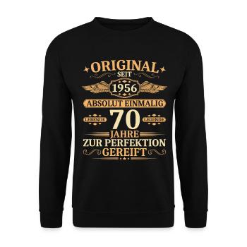 Original seit 1956 - Einmalig 70. Geburtstag - Unisex Pullover - Schwarz - Vorne - Alina (178cm) & Michal (187cm)