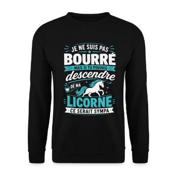Je suis pas bourré mais descends ma licorne Apéro - Sweat-shirt Unisexe - noir - Devant - Alina (178cm) & Michal (187cm)