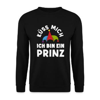 Küss Mich Ich Bin Ein Prinz Karneval Fasching - Unisex Pullover - Schwarz - Vorne - Alina (178cm) & Michal (187cm)