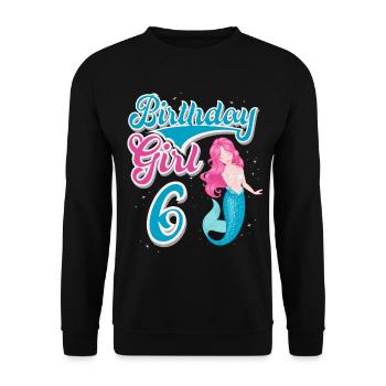 6th Birthday Mermaid - Unisex Sweatshirt - black - Front - Alina (178cm) & Michal (187cm)