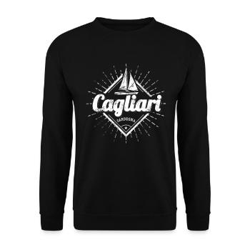 Cagliari Sardinien in Italien Retro Segelschiff - Unisex Pullover - Schwarz - Vorne - Alina (178cm) & Michal (187cm)