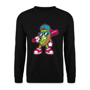 Kiwi Funny Cartoon Kids Youth Boys Girls - Unisex Pullover - Schwarz - Vorne - Alina (178cm) & Michal (187cm)