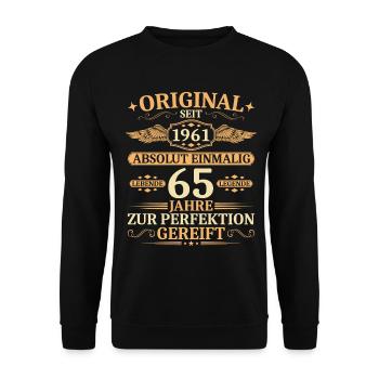 Original seit 1961 - Einmalig 65. Geburtstag - Unisex Pullover - Schwarz - Vorne - Alina (178cm) & Michal (187cm)