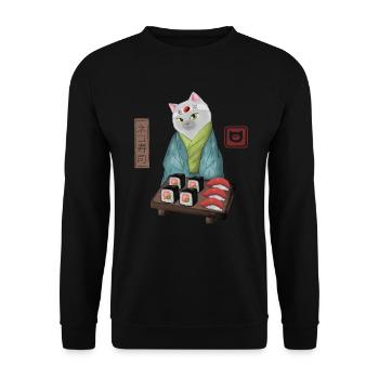 Chef Sushi Cat Cute Japanese Foodie Gift - Unisex Sweatshirt - black - Front - Alina (178cm) & Michal (187cm)