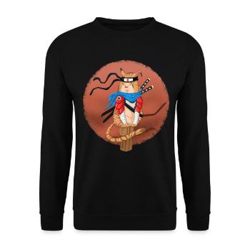 Ninja Cat Japanese Anime Shinobi Kitty Gift - Unisex Sweatshirt - black - Front - Alina (178cm) & Michal (187cm)