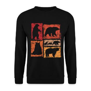 Bears Retro Graphic Vintage Animal Print - Unisex Sweatshirt - black - Front - Alina (178cm) & Michal (187cm)