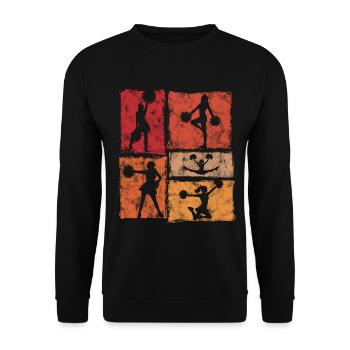 Cheer Squad Cheerleader Sport Vintage Stil - Unisex Pullover - Schwarz - Vorne - Alina (178cm) & Michal (187cm)
