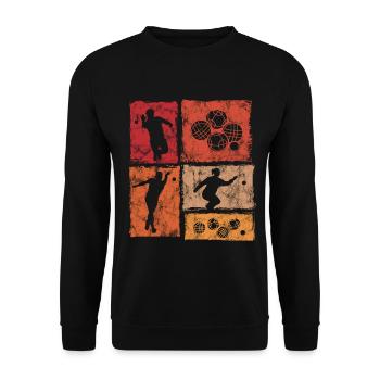 Boccia Und Petanque Spieler Retro Grafik - Unisex Pullover - Schwarz - Vorne - Alina (178cm) & Michal (187cm)
