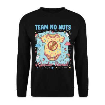 Gender Reveal Team No Nuts Babyparty Mama Papa - Unisex Pullover - Schwarz - Vorne - Alina (178cm) & Michal (187cm)