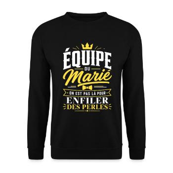 Équipe du Marié Enfiler des Perles - EVG Mariage - Sweat-shirt Unisexe - noir - Devant - Alina (178cm) & Michal (187cm)