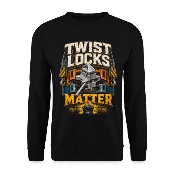 Hafenarbeiter Twist Locks Matter - Unisex Pullover - Schwarz - Vorne - Alina (178cm) & Michal (187cm)