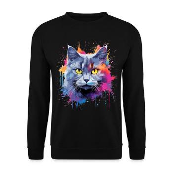 Éclaboussures colorées de chat Chartreux - Sweat-shirt Unisexe - noir - Devant - Alina (178cm) & Michal (187cm)