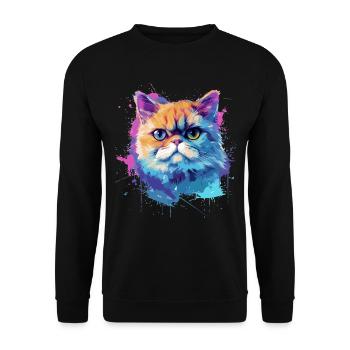 Art coloré exotique de visage de chat à poil court - Sweat-shirt Unisexe - noir - Devant - Alina (178cm) & Michal (187cm)