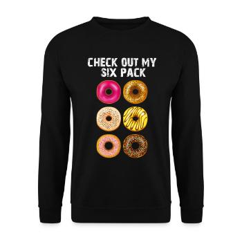 Check out My Six Pack Donuts Funny Gym Food Gift - Unisex Sweatshirt - black - Front - Alina (178cm) & Michal (187cm)