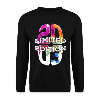 LIMITED EDITION 2003 23 JAHRE 23. GEBURTSTAG - Unisex Pullover - Schwarz - Vorne - Alina (178cm) & Michal (187cm)