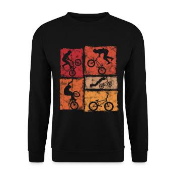 Cascades BMX Biker dans un style rétro - Sweat-shirt Unisexe - noir - Devant - Alina (178cm) & Michal (187cm)