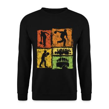 Bowling Retro Graphic for Bowlers - Unisex Sweatshirt - black - Front - Alina (178cm) & Michal (187cm)