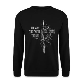 Jesus - The Way - The Truth - The Life - Unisex Sweatshirt - black - Front - Alina (178cm) & Michal (187cm)