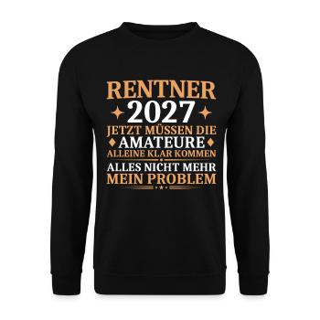 Rentner 2027 Lustiger Abschied Kollege - Unisex Pullover - Schwarz - Vorne - Alina (178cm) & Michal (187cm)