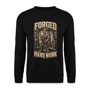 Oil Rig Rig Worker Forged By Hard Work - Unisex Sweatshirt - black - Front - Alina (178cm) & Michal (187cm)