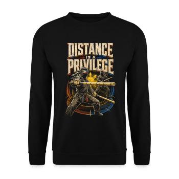La distance d’Escrima Arnis est un privilège - Sweat-shirt Unisexe - noir - Devant - Alina (178cm) & Michal (187cm)