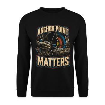 Bogenschießen Bogenschütze Anchor Point Matters - Unisex Pullover - Schwarz - Vorne - Alina (178cm) & Michal (187cm)