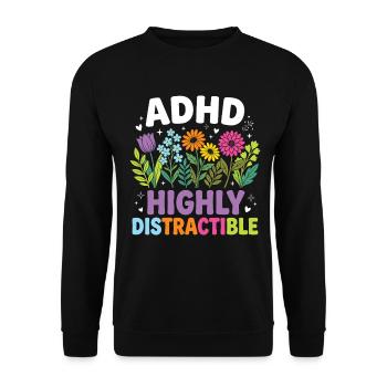 TDAH : neurodiversité florale très distrayante - Sweat-shirt Unisexe - noir - Devant - Alina (178cm) & Michal (187cm)
