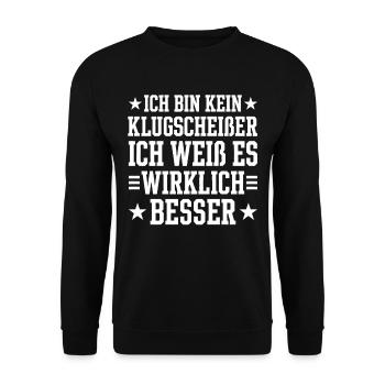 Ich bin kein Klugscheisser ich weiß alles besser - Unisex Pullover - Schwarz - Vorne - Alina (178cm) & Michal (187cm)