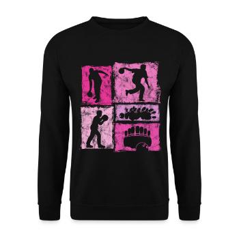 Bowling Skittles Retro Graphic for Bowling Fans - Unisex Sweatshirt - black - Front - Alina (178cm) & Michal (187cm)