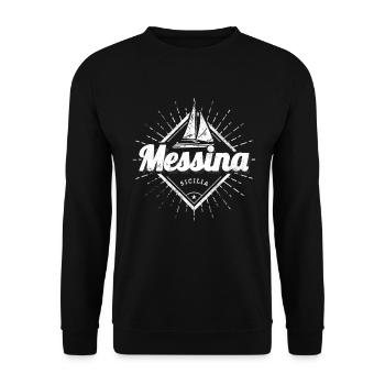 Messina Sizilien in Italien mit Retro Segelschiff - Unisex Pullover - Schwarz - Vorne - Alina (178cm) & Michal (187cm)
