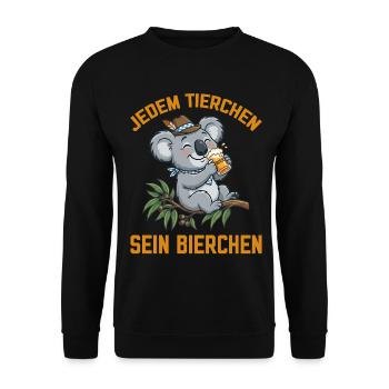 Jedem Tierchen sein Bierchen Koala Bär trinkt Bier - Unisex Pullover - Schwarz - Vorne - Alina (178cm) & Michal (187cm)