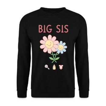Geschlechterenthüllung: Big Sis Big Sister Babyparty-Team - Unisex Pullover - Schwarz - Vorne - Alina (178cm) & Michal (187cm)