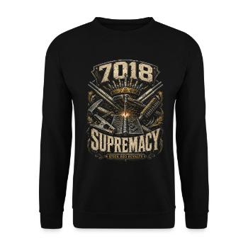 Welder Welding Professional 7018 - Unisex Sweatshirt - black - Front - Alina (178cm) & Michal (187cm)