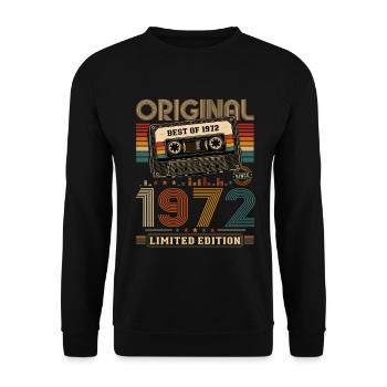 54e anniversaire Gift Man Cassette Best of 1972 - Sweat-shirt Unisexe - noir - Devant - Alina (178cm) & Michal (187cm)