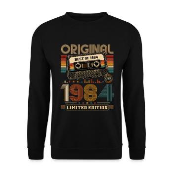 42e anniversaire Gift Man Cassette Best of 1984 - Sweat-shirt Unisexe - noir - Devant - Alina (178cm) & Michal (187cm)