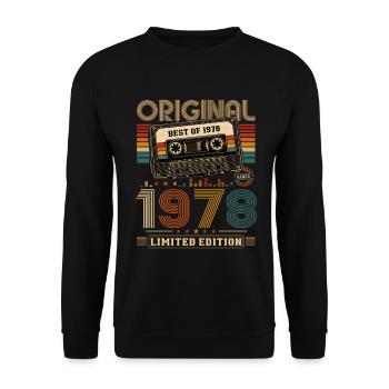 48e anniversaire Gift Man cassette Best of 1978 - Sweat-shirt Unisexe - noir - Devant - Alina (178cm) & Michal (187cm)