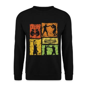 Boxen Retro-Stil Grafik Für Boxprofis - Unisex Pullover - Schwarz - Vorne - Alina (178cm) & Michal (187cm)