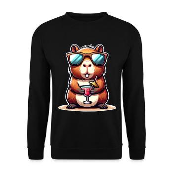 Capybara Cocktail  - Unisex Pullover - Schwarz - Vorne - Alina (178cm) & Michal (187cm)