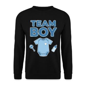 Révélation du sexe : équipe Baby Shower Boy Baby - Sweat-shirt Unisexe - noir - Devant - Alina (178cm) & Michal (187cm)