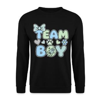 Révélation du sexe : Équipe Boy Baby Shower Grossesse - Sweat-shirt Unisexe - noir - Devant - Alina (178cm) & Michal (187cm)