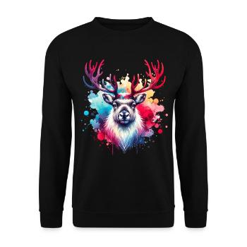 Motif de renne - Sweat-shirt Unisexe - noir - Devant - Alina (178cm) & Michal (187cm)