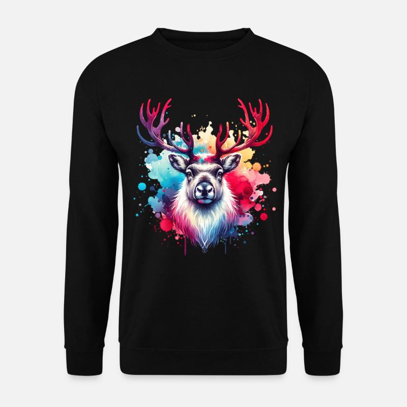 Rentier Motiv - Unisex Pullover - Schwarz