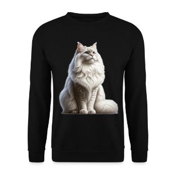 Chat angora turc - Sweat-shirt Unisexe - noir - Devant - Alina (178cm) & Michal (187cm)