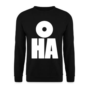 Oha! Fette minimalistische Typografie - Unisex Pullover - Schwarz - Vorne - Alina (178cm) & Michal (187cm)