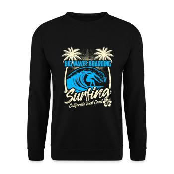 Big Waves Boarding - Surfing California - Unisex Pullover - Schwarz - Vorne - Alina (178cm) & Michal (187cm)