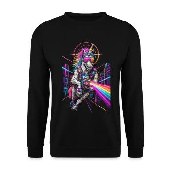 Licorne Laser Tag - Sweat-shirt Unisexe - noir - Devant - Alina (178cm) & Michal (187cm)