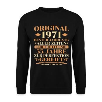 Original 1971 Bester Jahrgang 55. Geburtstag - Unisex Pullover - Schwarz - Vorne - Alina (178cm) & Michal (187cm)