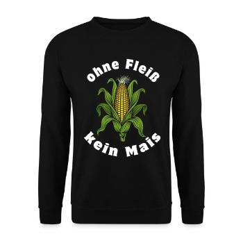 Ohne Fleiß kein Mais | Maiskolben mit Blättern - Unisex Pullover - Schwarz - Vorne - Alina (178cm) & Michal (187cm)